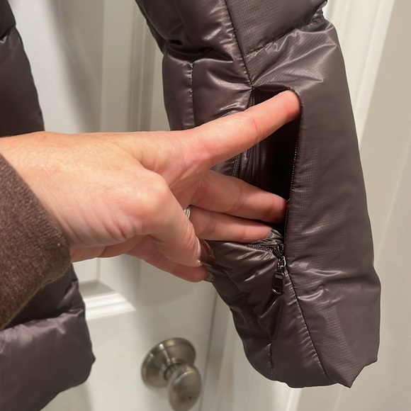 MeCo Goose Down Jacket Coat Women’s chocolate brown long length - Picture 6 of 12